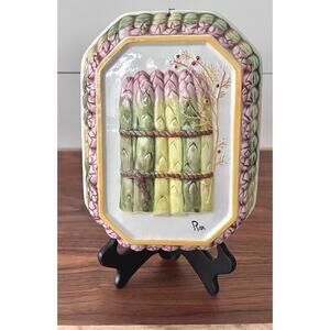 Vintage Italian Asparagus Wall Hanging Ceramiche Pottery Art ABC Bossano Italy